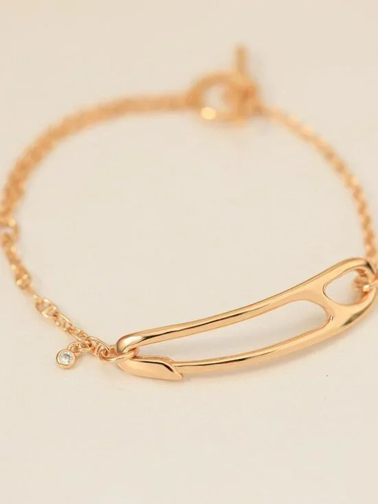 H's Rose Gold Diamond MM Chaine d'Ancre Punk Bracelet - Picture 2 of 9